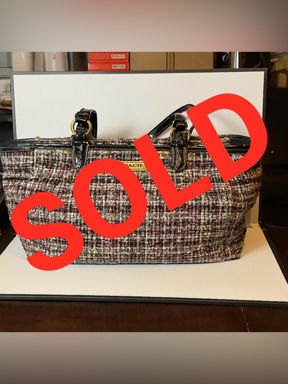 SOLD — Coach 2012 Galaxy Tweed Gallery Tote